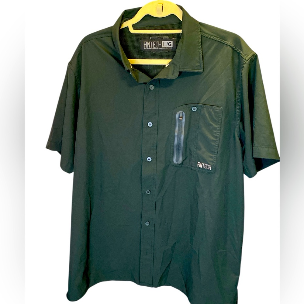 Fintech Hunter Green Deep Sea fishing Shirt with Performance Fabric Large NWOT